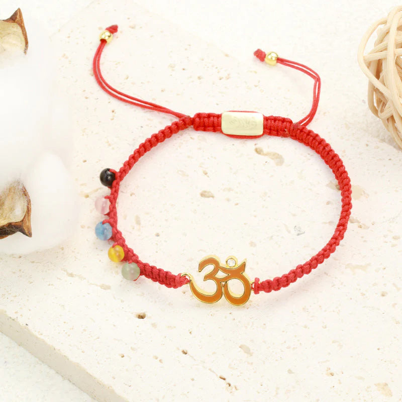 Buddha Stones Tibetan Handmade OM Mindfulness Red String Bracelet (Extra 30% Off | USE CODE: FS30)