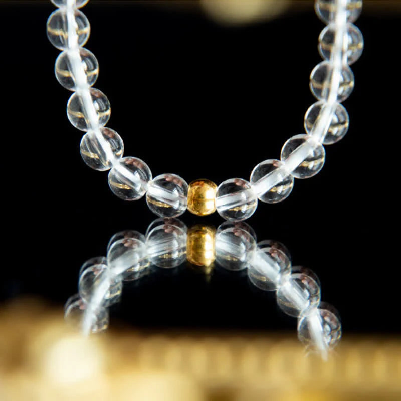 Buddha Stones Natural 4mm Clear Quartz Meditation Bracelet
