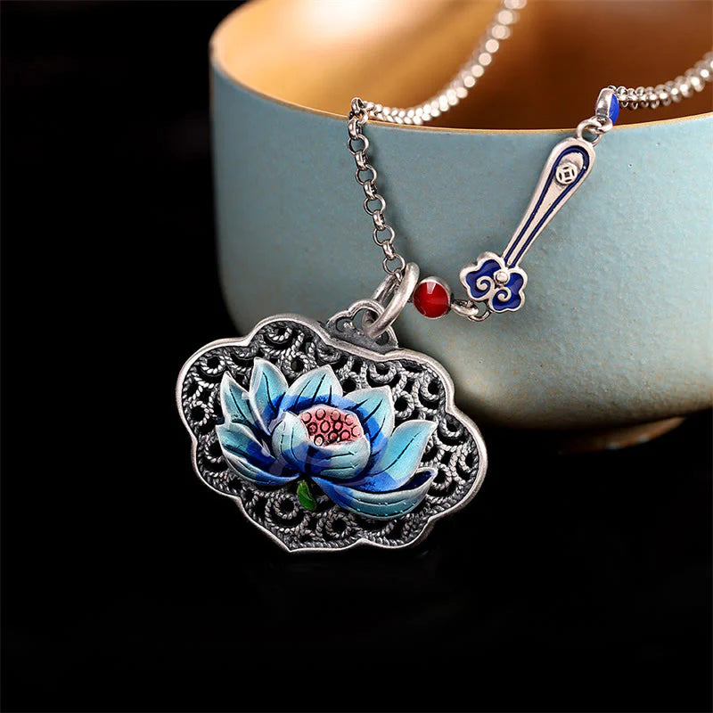 Buddha Stones Lotus Auspicious Cloud New Beginning Necklace Pendant Ring (Extra 30% Off | USE CODE: FS30)