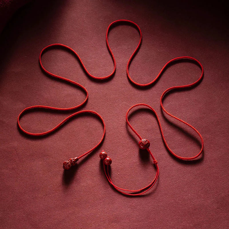 Buddha Stones Natural Cinnabar Chinese ZodiacÂ Gourd Calm Blessing Red String Belly Chain