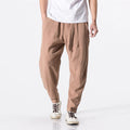 Buddha Stones Commute Solid Color Simple Design Men's Harem Cotton Pants With Pockets