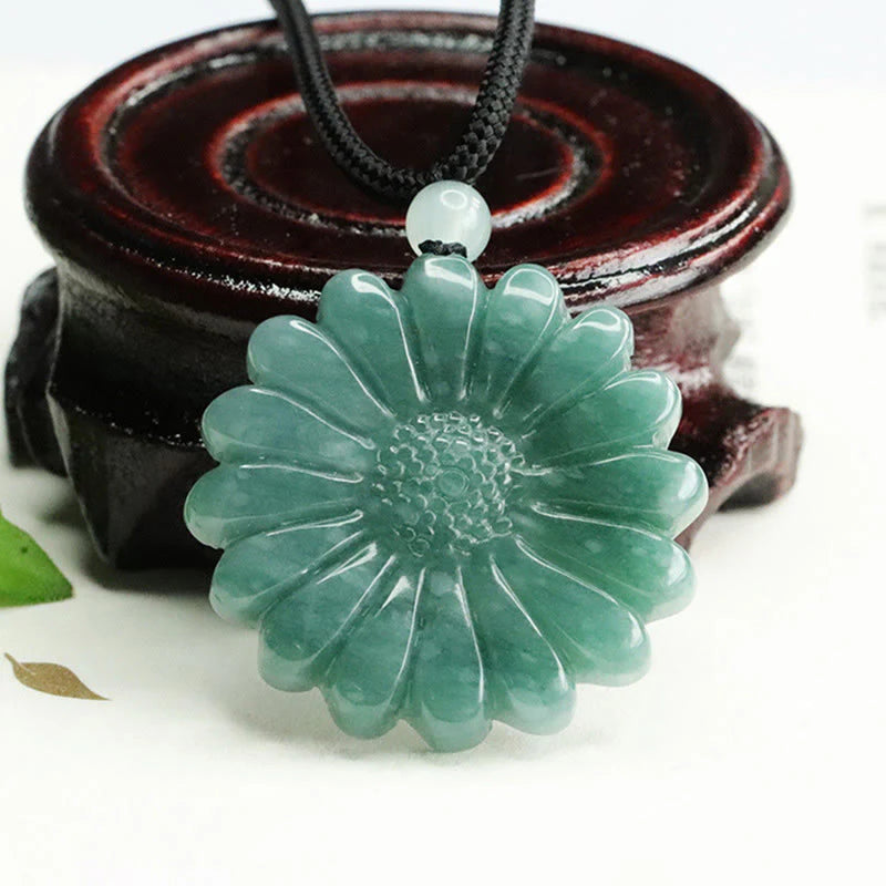 Buddha Stones Sunflower Jade Abundance Necklace Pendants