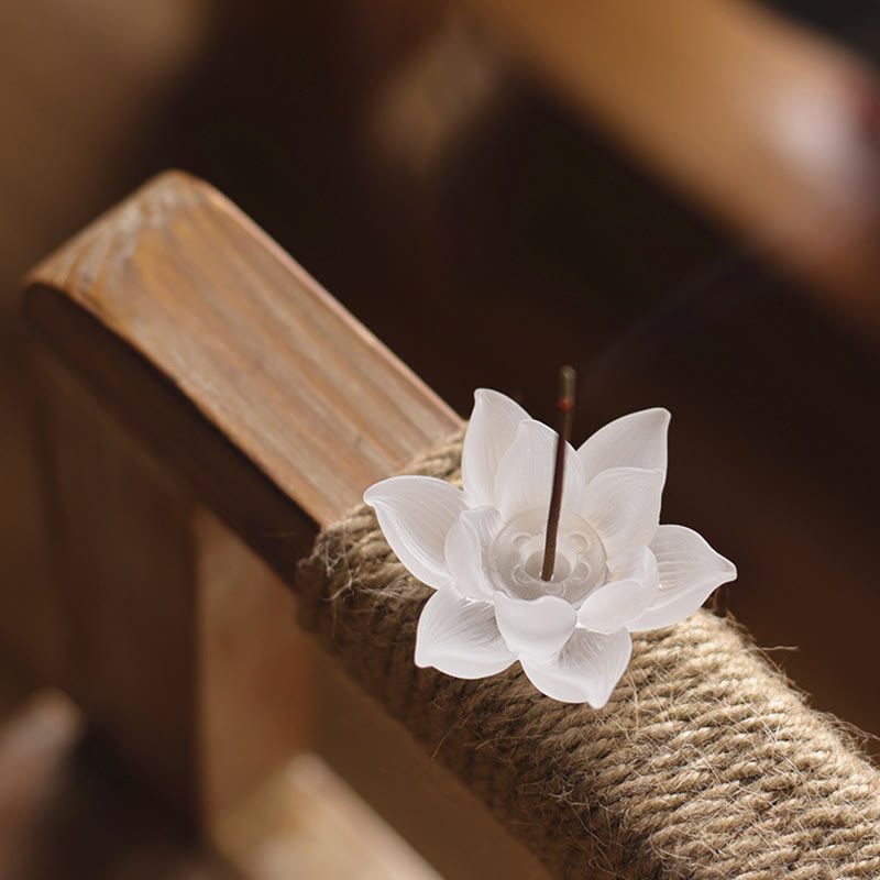 Buddha Stones Mini Lotus Liuli Crystal Healing Meditation Stick Incense Burner