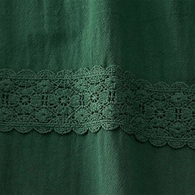 Buddha Stones Summer Retro Lace Patchwork Desgin High Waist Women's Tapered Capri Pants With Pockets