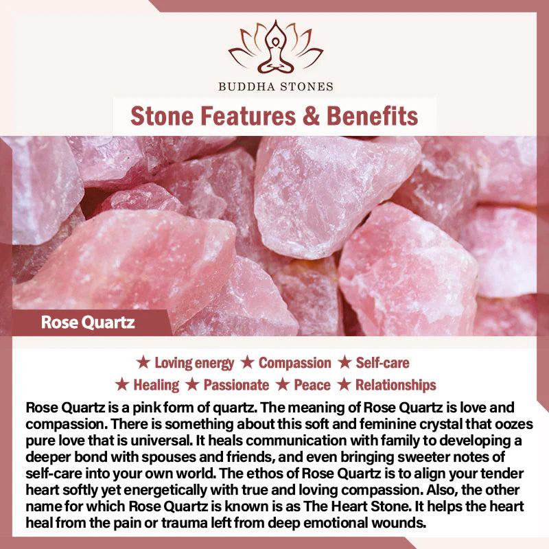 Buddha Stones Rose Quartz Jade Caring Kindness Bracelet