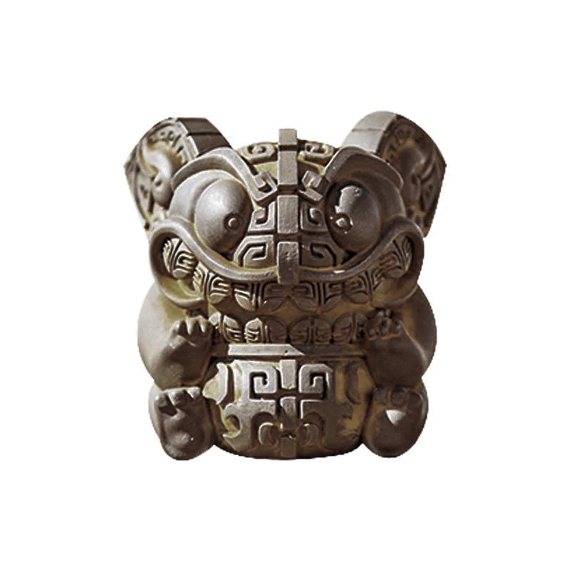 Buddha Stones Handmade Gold Swallowing Beast Iron Powder Rust Cast Resin Statue Home Decoration