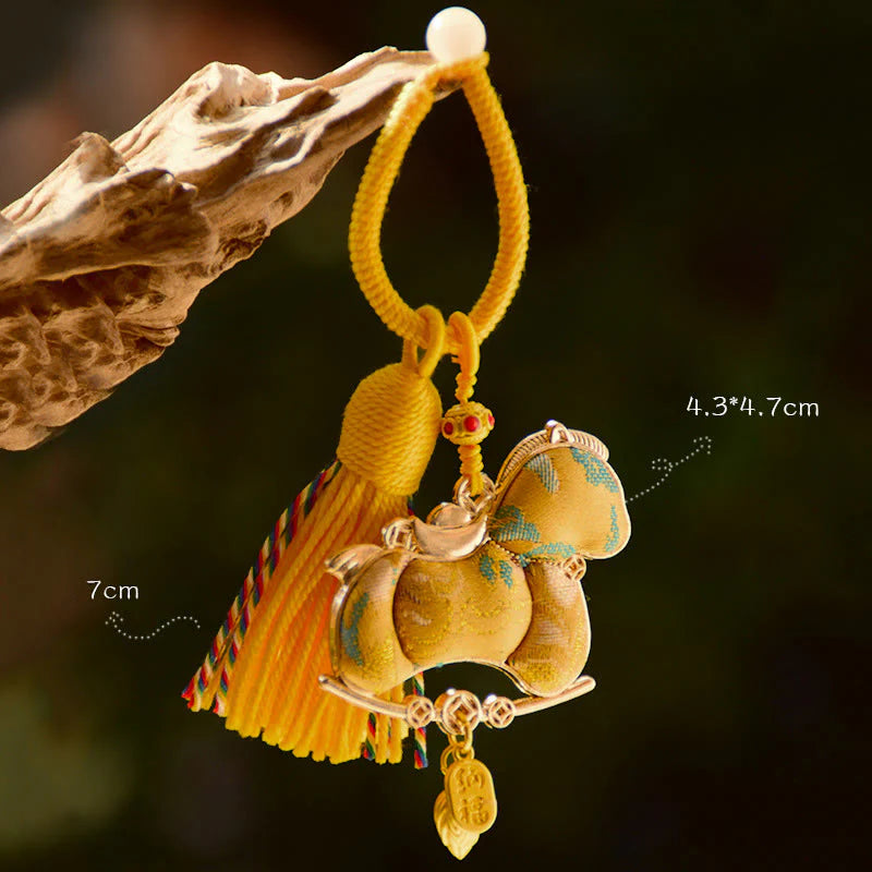 Buddha Stones Year Of The Horse Embroidery Freedom Key Chain