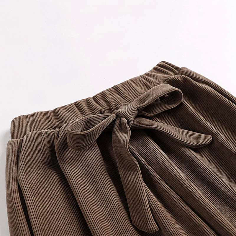 Buddha Stones Winter Solid Color Lace-up Men's Harem Cotton Corduroy Pants With Pockets