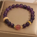 Buddha Stones Natural Amethyst Lucky Strawberry Quartz Beads Peace Bracelet