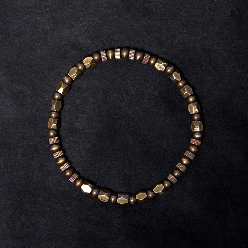 Buddha Stones Retro Distressed Irregular Design Copper Brass Luck Bracelet