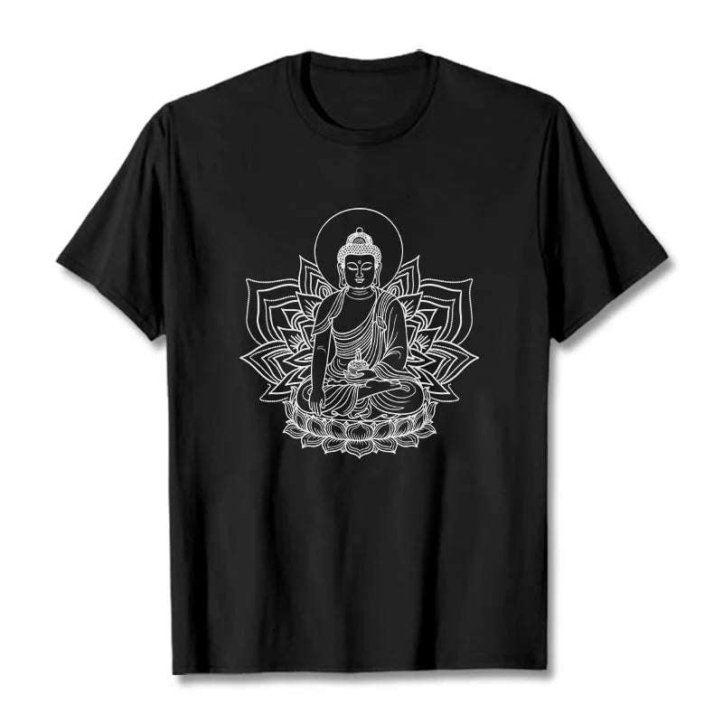 Buddha Stones Medicine Buddha Seated On A Lotus Pedestal Tee T-shirt
