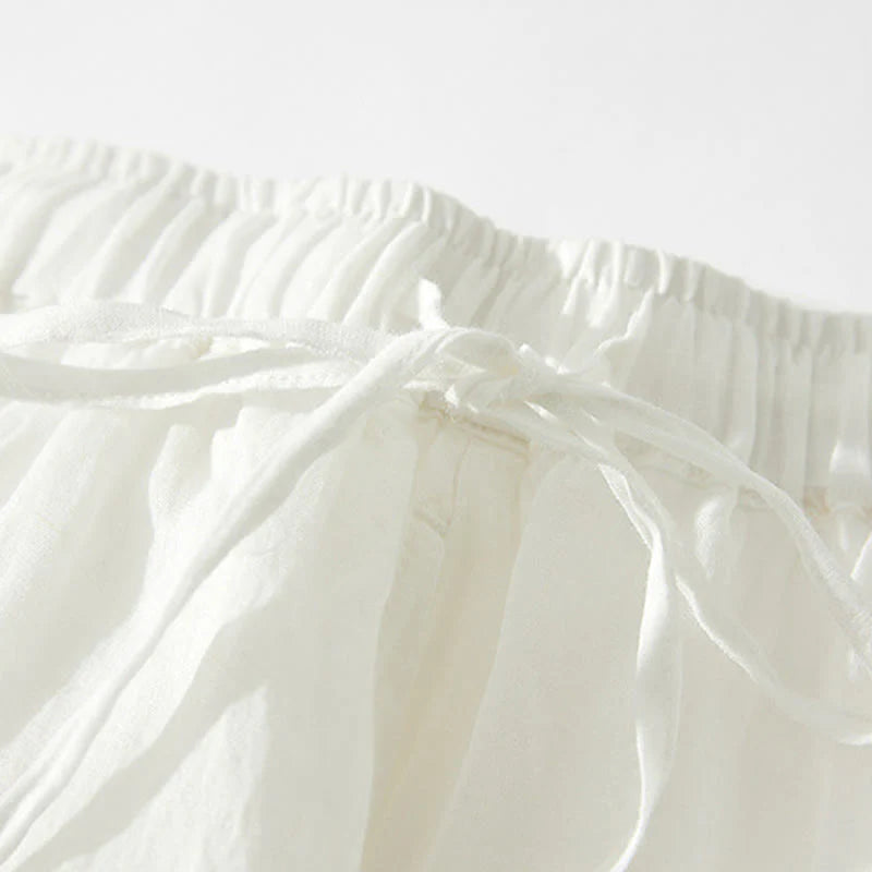 Buddha Stones Embroidery Hollow Design A-line Drawstring High Waist Women's Skirt With Pockets