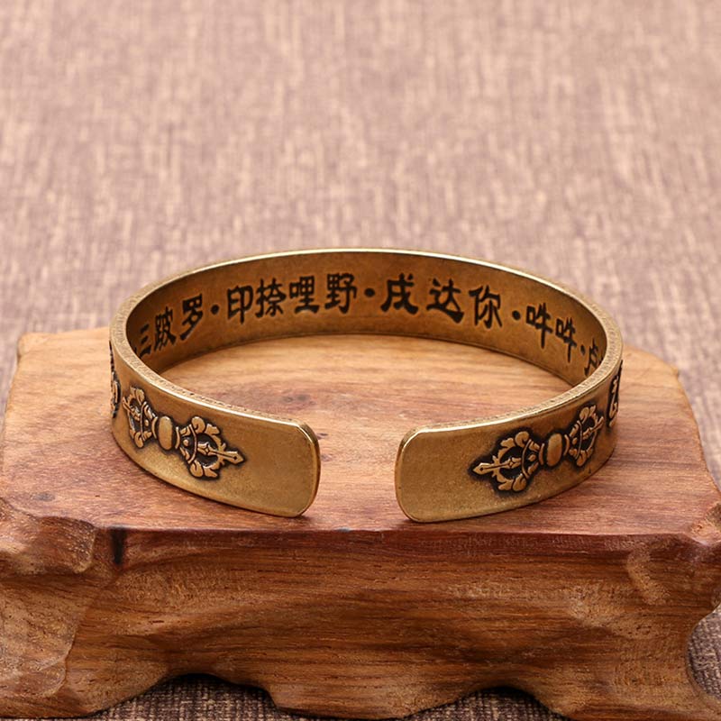 Buddha Stones Tibetan MahÄpratisarÄ Mantra Sanskrit Copper Brass Healing Bracelet Bangle