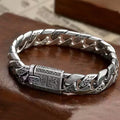 Buddha Stones Chain Copper Tang Dynasty Flower Design Braided Luck Cuban Bracelet
