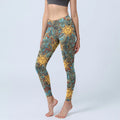 Buddha Stones Golden Personified Sun Pattern Print Gym Leggings Women's Yoga Pants
