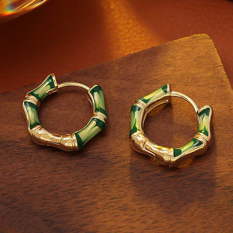 FREE Today: Strength and Healing Round Bamboo Dripping Design Copper Hoop Earrings