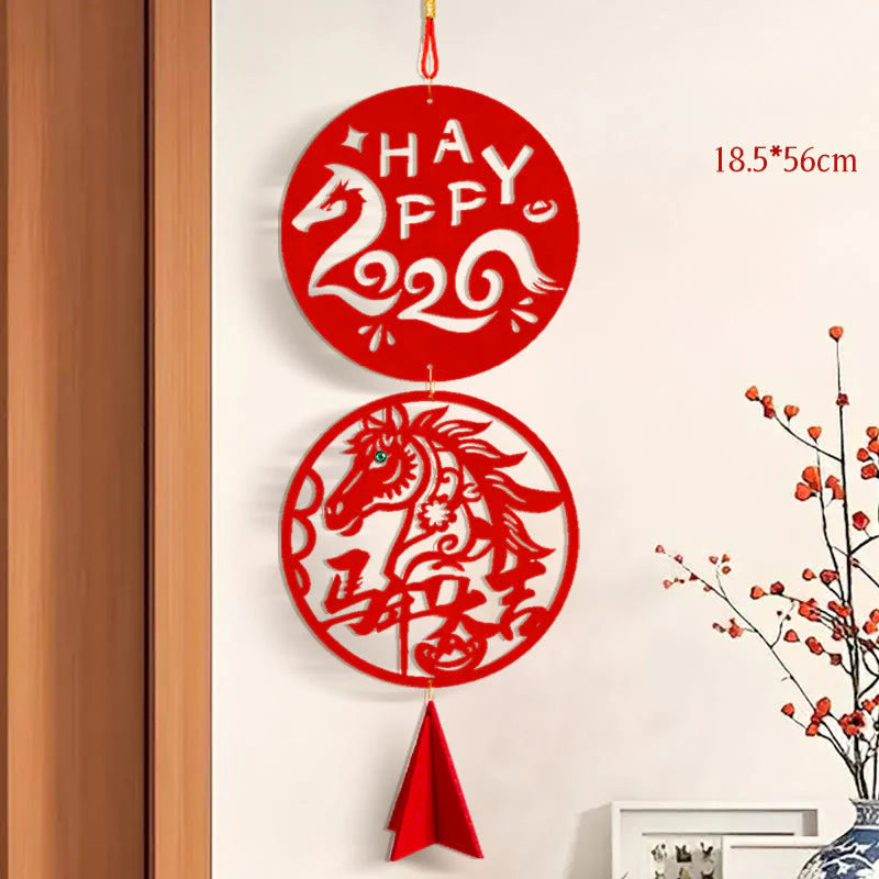 Buddha Stones Year of the Horse HAPPY 2026 Luck Chinese New Year Spring Festival Hanging Decoration