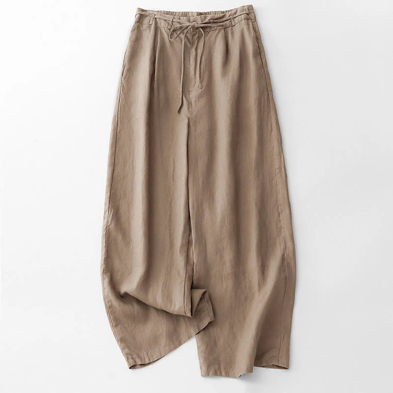 Buddha Stones Casual Solid Color Rope Women's Cotton Pants With Pockets