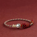 Buddha Stones Year of the Horse 999 Sterling Silver Dunhuang Color String Braided Luck Bracelet