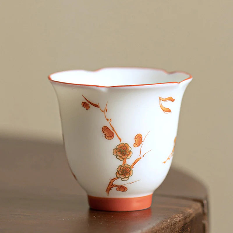 Buddha Stones White Porcelain Flowers Ceramic Gaiwan Sancai Teacup Kung Fu Tea Cup And Saucer With Lid