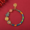 Buddha Stones Tibetan Gourd Fortune Happiness Lion Wealth Luck Bracelet