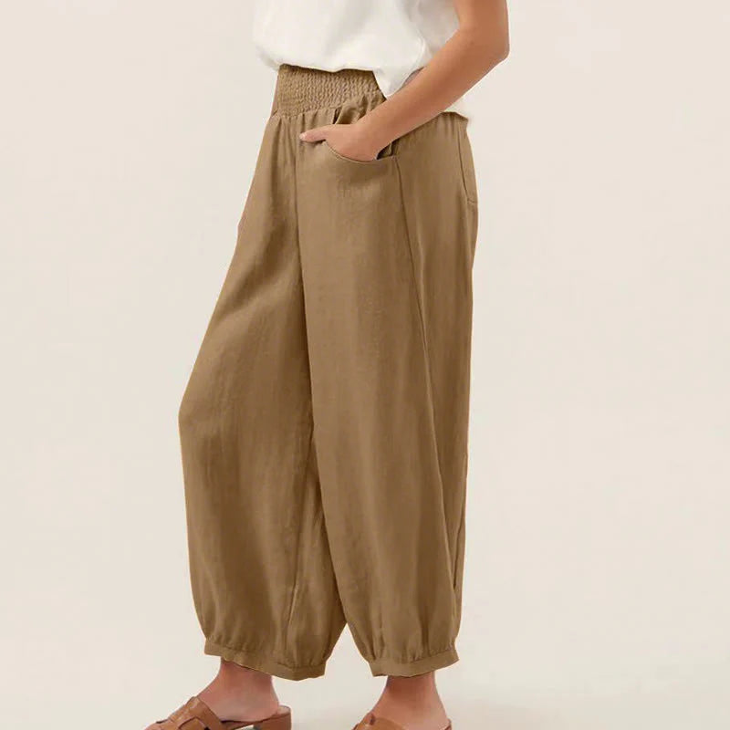 Buddha Stones Plain Color Women's Harem Pants With Pockets
