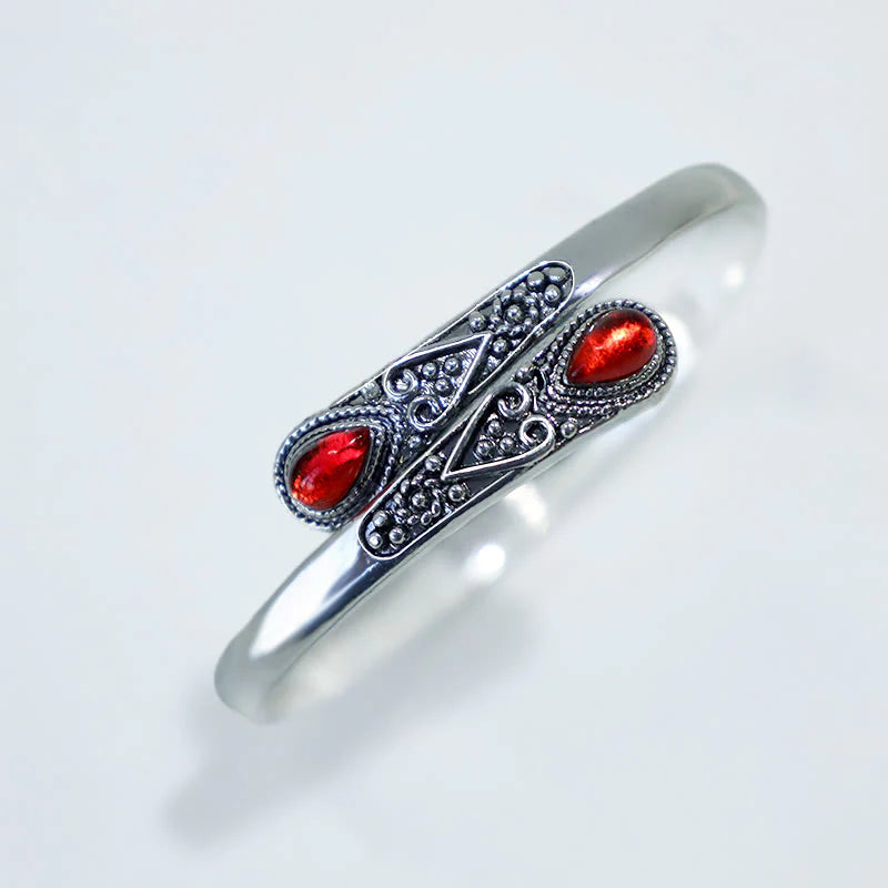 Buddha Stones Zircon Water Drop Pattern Healing Cuff Bracelet Bangle