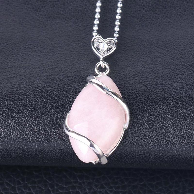 Buddha Stones Marquise Pattern Natural Crystal Stone Charm Necklace Pendant (Extra 35% Off | USE CODE: FS35)