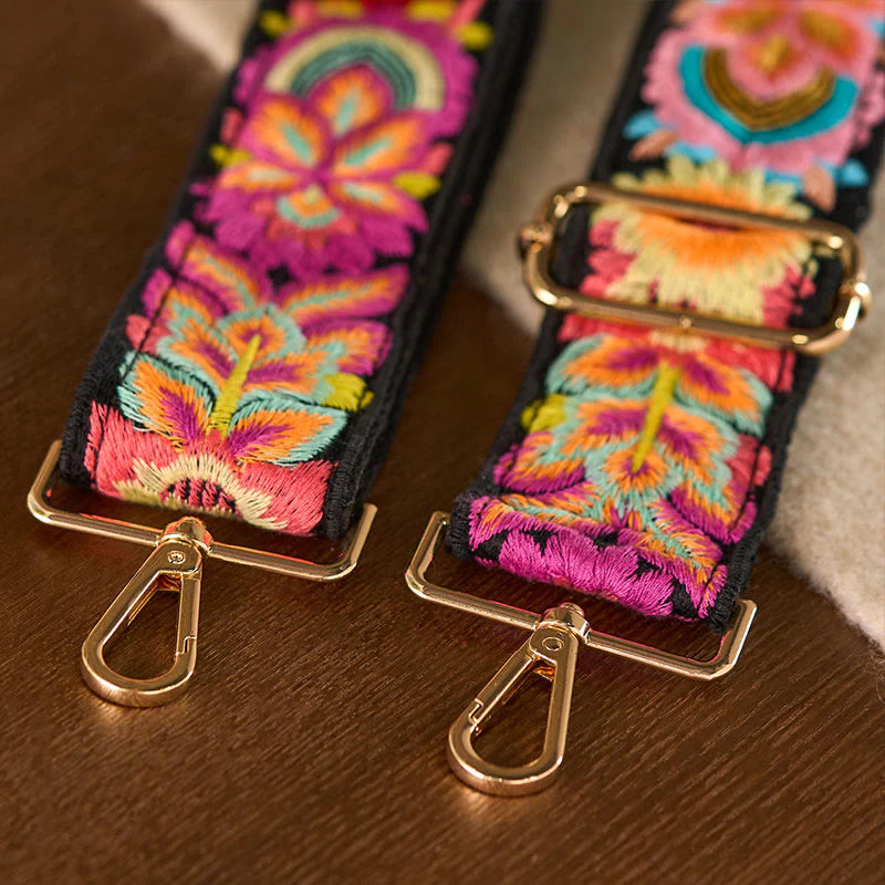 Buddha Stones Multicolor Sunflower Embroidery Adjustable Handbags Crossbody Shoulder Bag Straps
