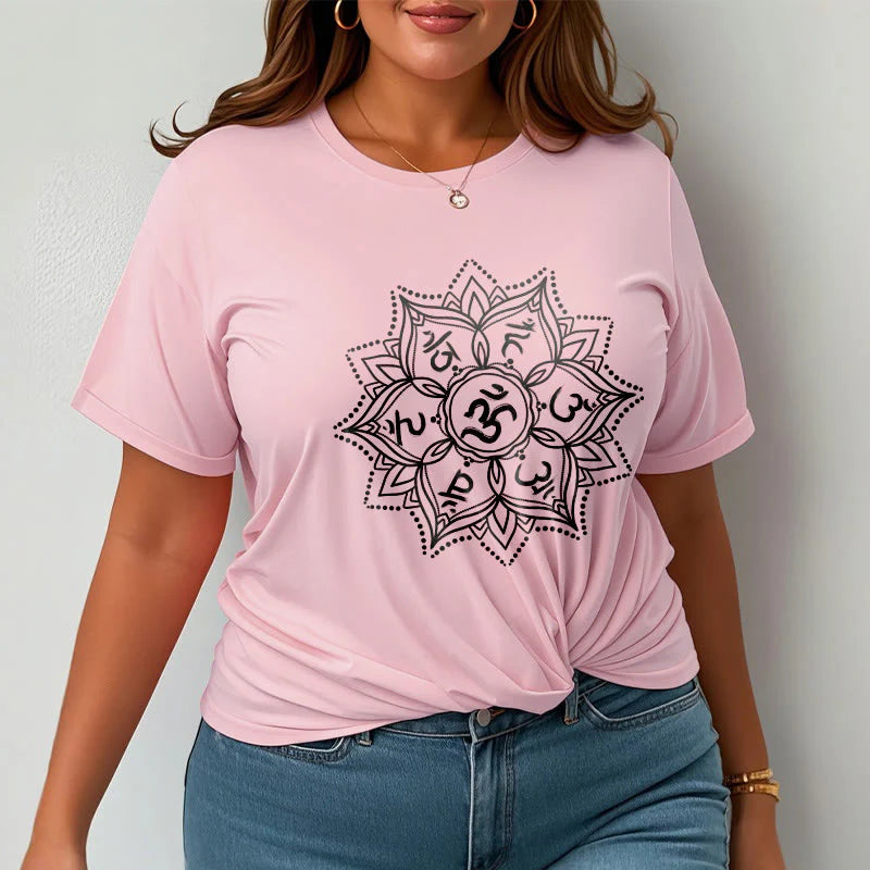 Buddha Stones Mandala Flower Om Mani Padme Hum Sanskrit Mantra Tee T-shirt