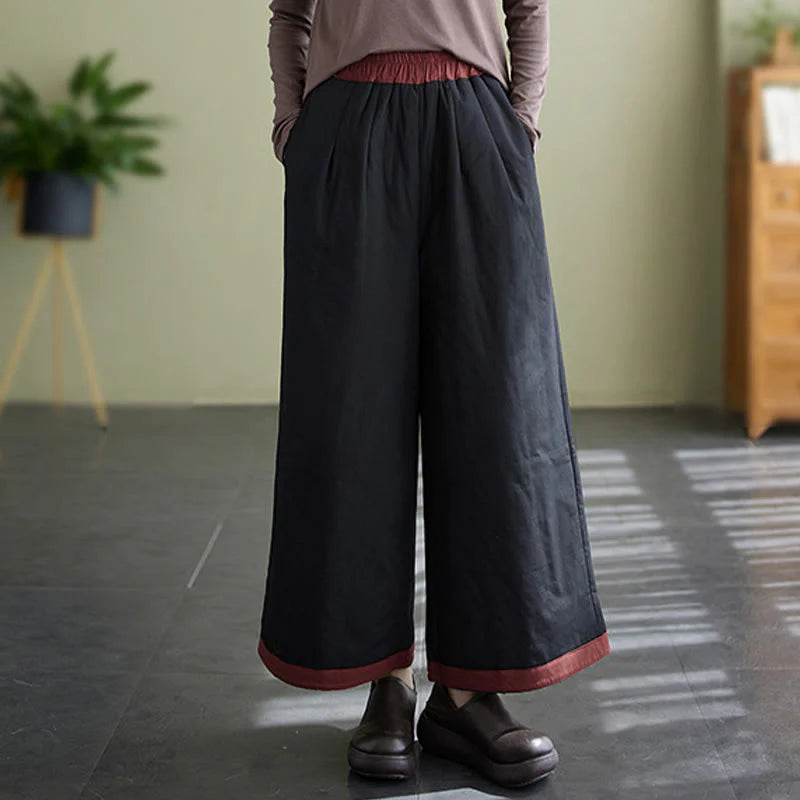 Buddha Stones Casual Plain Women's Wide Leg Pants With Pockets
