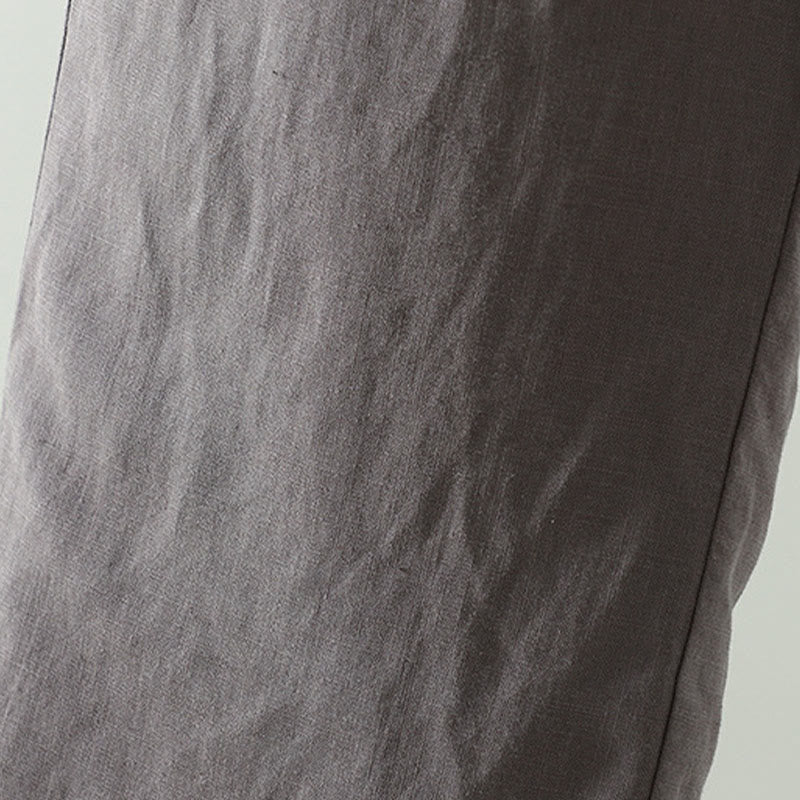 Buddha Stones Winter Contrasting Drawstring Cotton Linen Women's Wide Leg Pants With Pockets