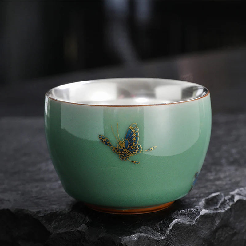 Buddha Stones Butterfly Goldfish Lotus Koi Fish Ceramic Teacup Kung Fu Tea Cup 120ml (Extra 35% Off | USE CODE: FS35)