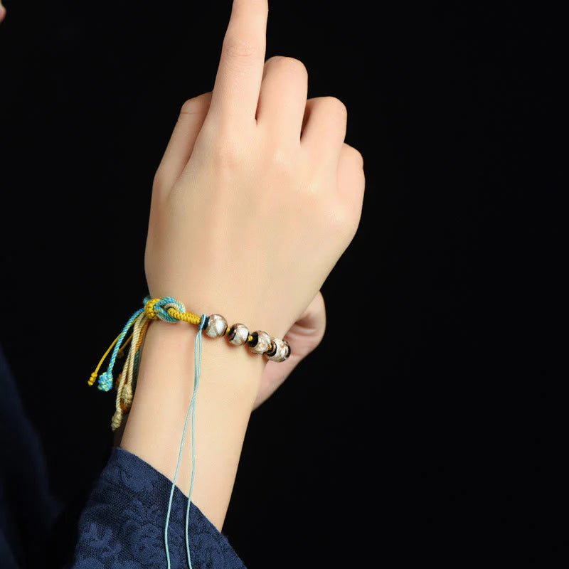 Buddha Stones Tibet Liuli Glass Wishing Health And Safety String Bracelet