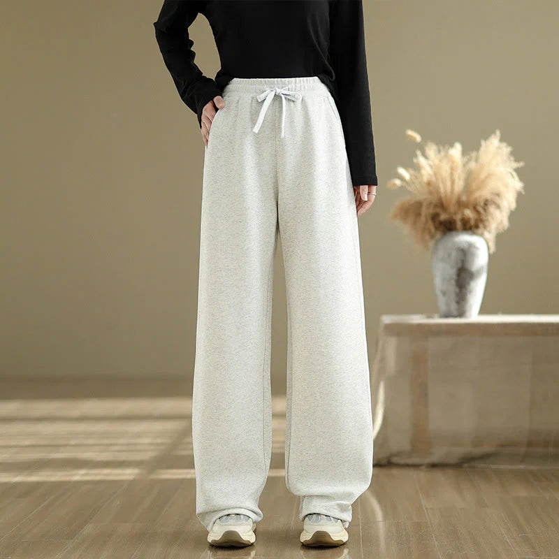 Buddha Stones Casual Rope Women's Cotton Straight-leg Pants With Pockets