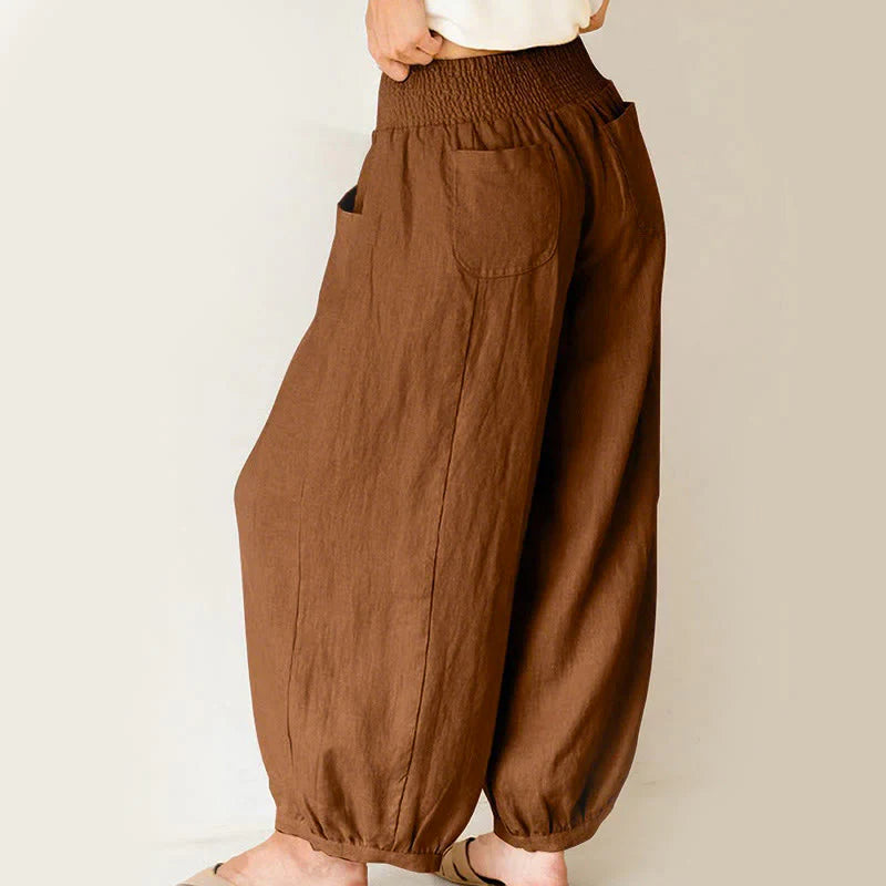 Buddha Stones Plain Color Women's Harem Pants With Pockets