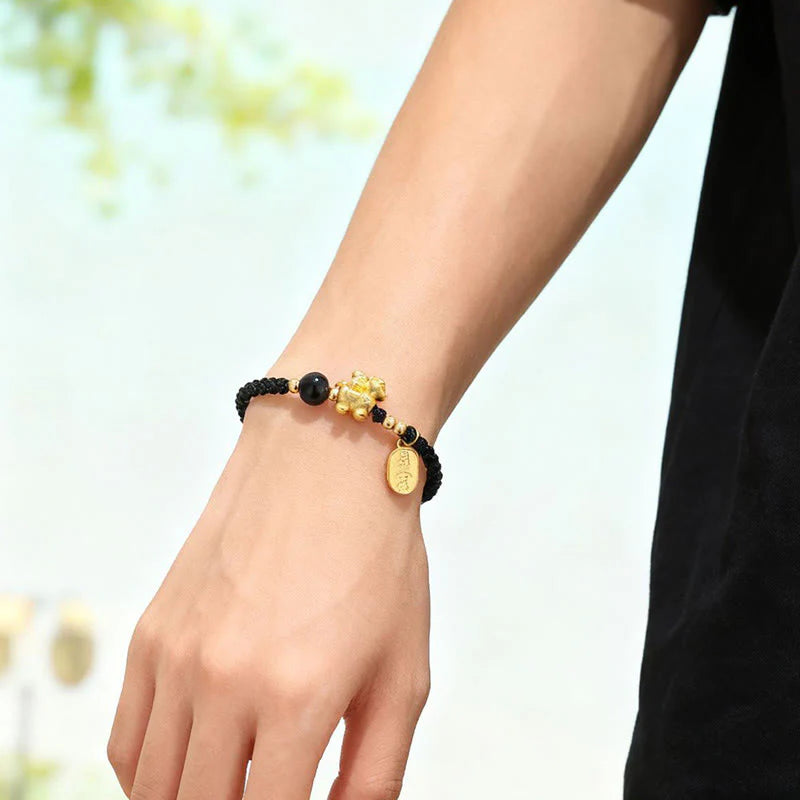 Buddha Stones 999 Sterling Silver Year Of The Horse Peaceful And Rich Success String Bracelet