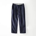 Buddha Stones Fall Solid Drawstring Elastic Waist Men's Linen Straight Leg Pants With Pockets
