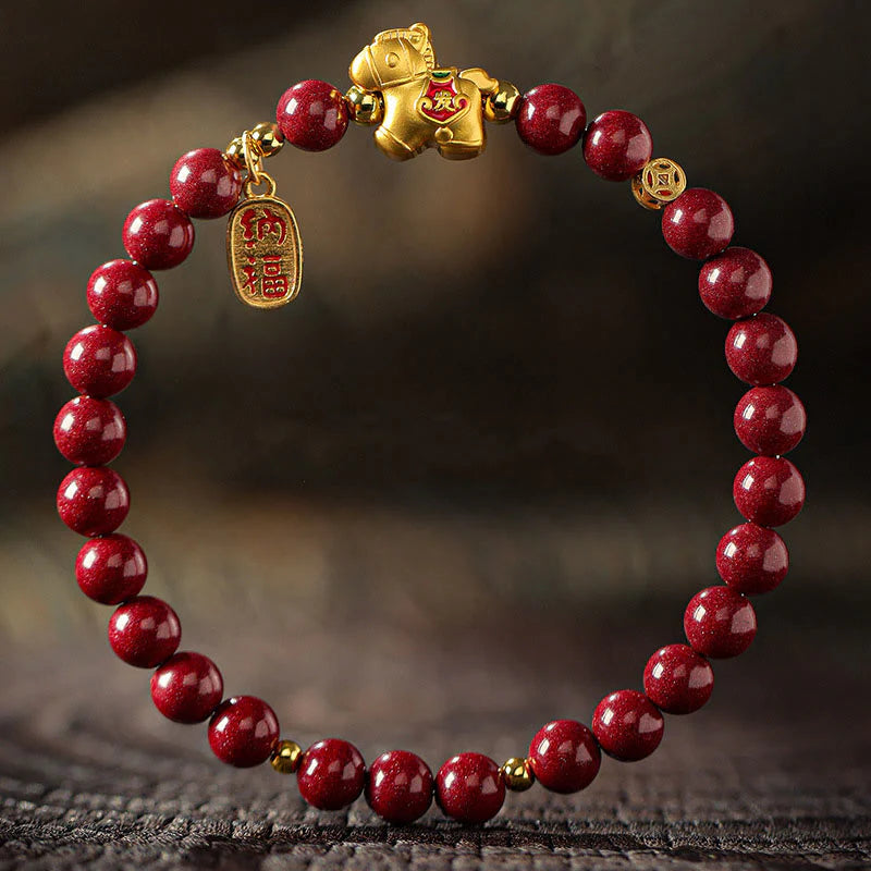 Buddha Stones Year Of The Horse Cinnabar Blessing Bracelet