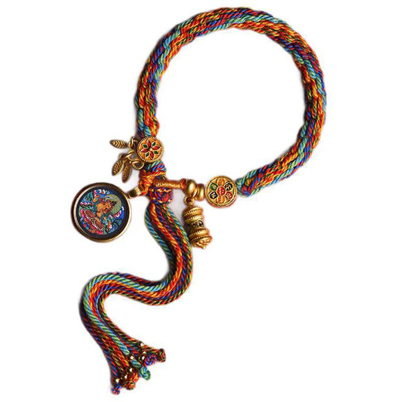 Buddha Stones Thangka Tibetan Chinese Zodiac Zakiram Colorful Rope Connection String Bracelet
