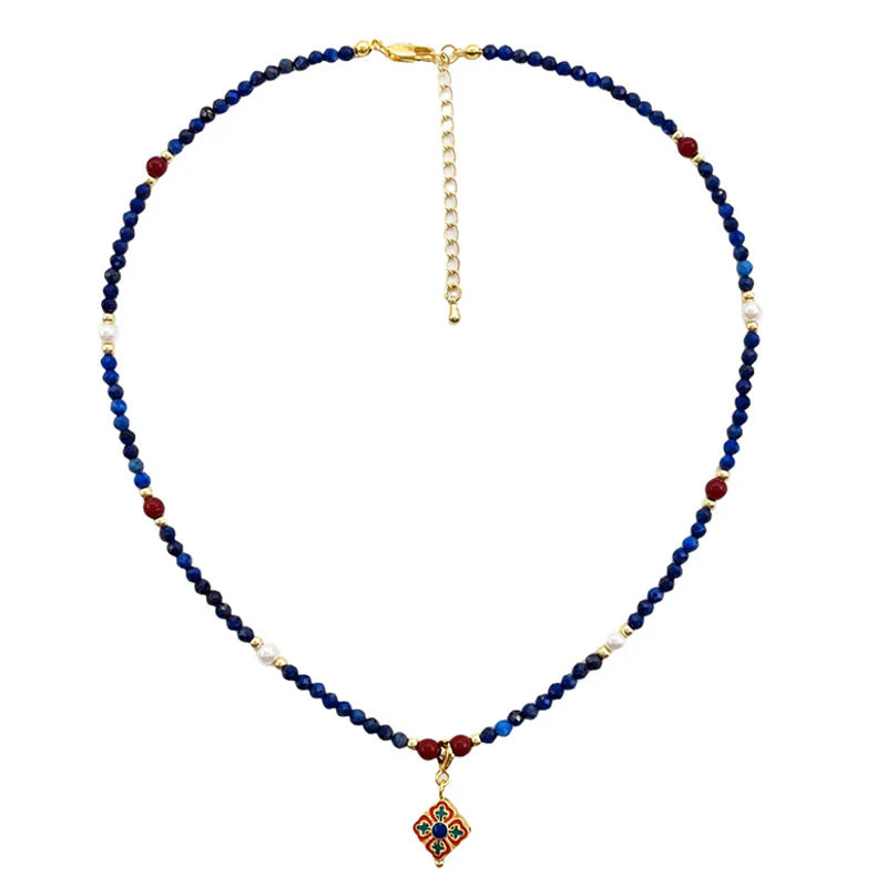 Buddha Stones Lazurite Pearl Positive Necklace Pendant
