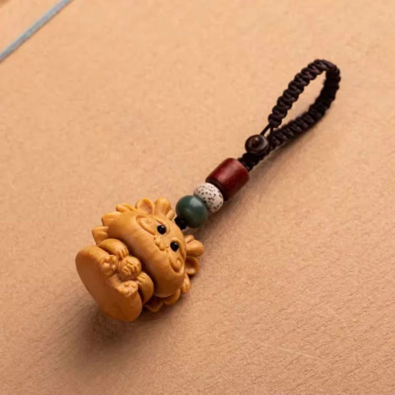 Buddha Stones Year Of The Horse Red Sandalwood Star Moon Bodhi Seed Blessing Key Chain