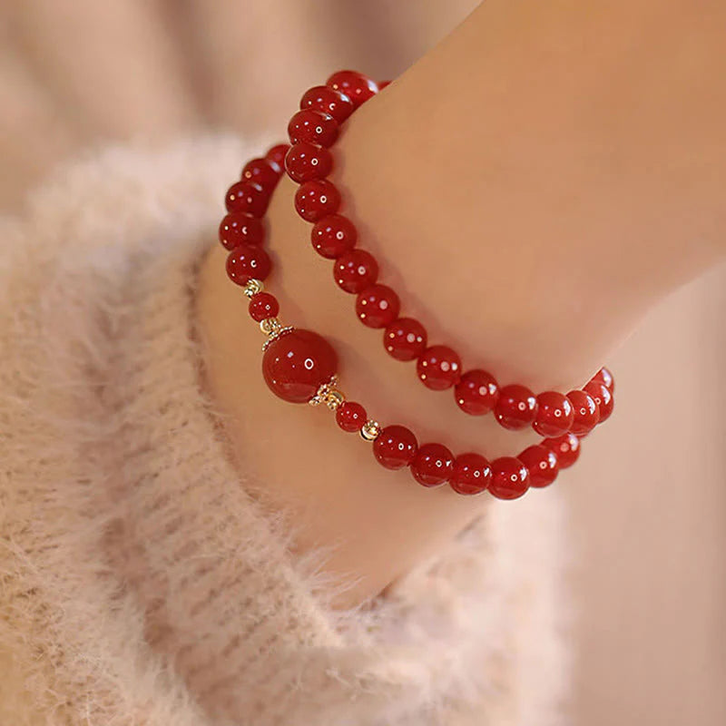 Buddha Stones Double Wrap Red Agate Beaded Self-acceptance Confidence Bracelet