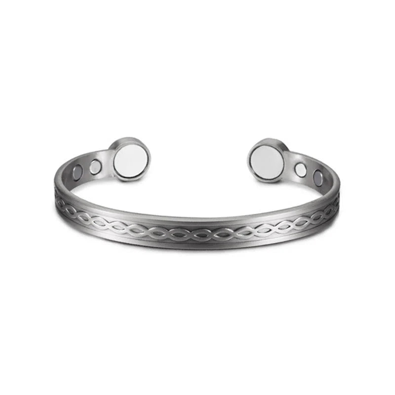 Buddha Stones Interwoven Loop Pattern Copper Balance Luck Open Cuff Bracelet Bangle