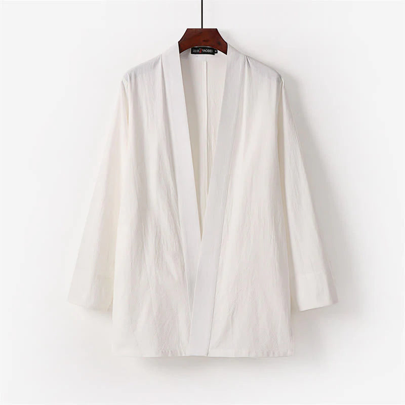 Buddha Stones 2Pcs Cotton Kimono Ankle-Length Pants Men's Meditation Cloth Set
