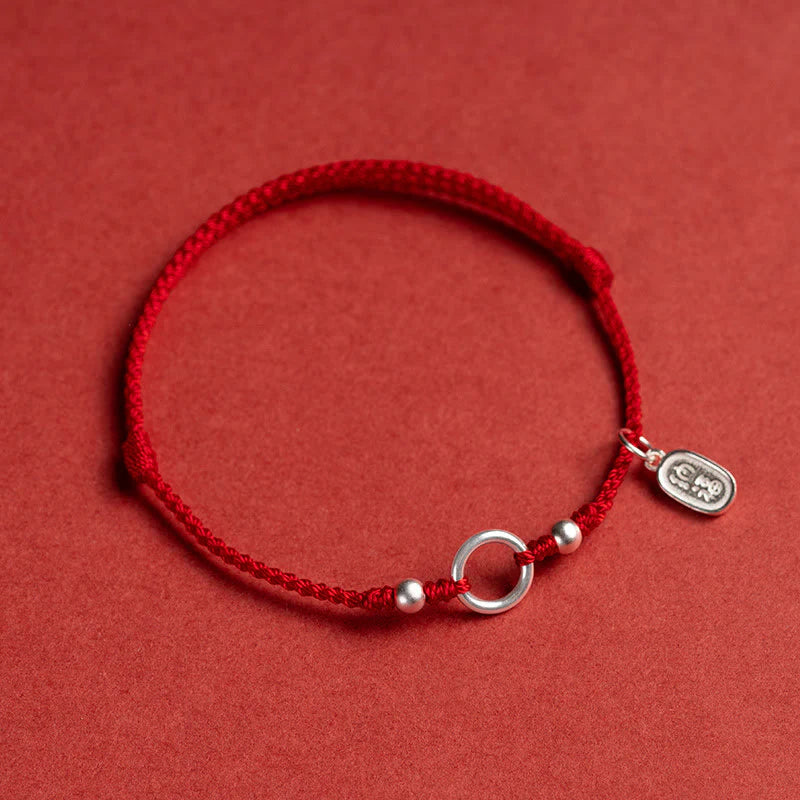 Buddha Stones 925 Sterling Silver Lucky Fortune Peace Joy Lotus Peace Buckle Red String Bracelet