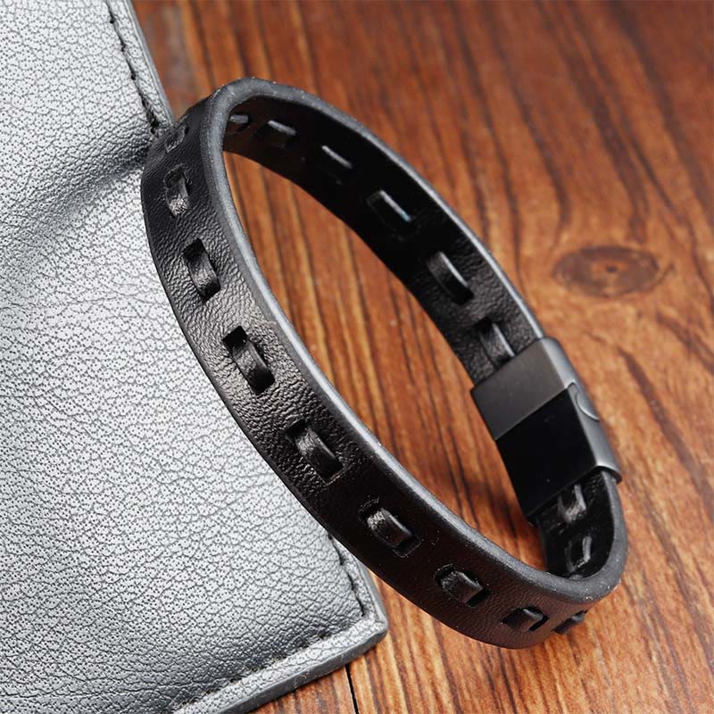 Buddha Stones Titanium Steel Buckle Multilayered Braided Leather Calm Bracelet