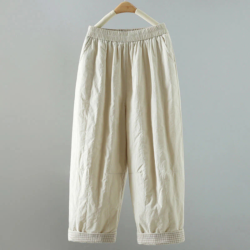 Buddha Stones Straight Lines Stripes Cotton Women's Harem Pants With Pockets