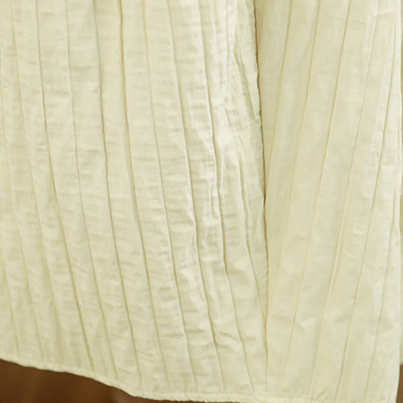 Buddha Stones Plain Pleats Design Elastic Waist Women's Thermal Skirt With Pockets