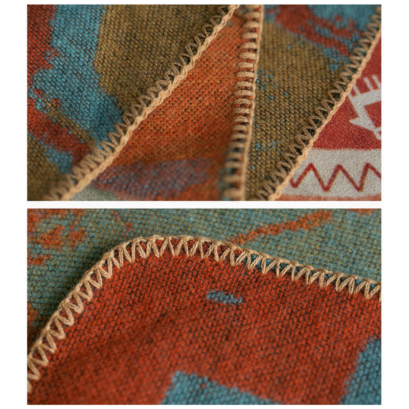 Buddha Stones Tibetan Orange Shawl Warm Cloak Scarf